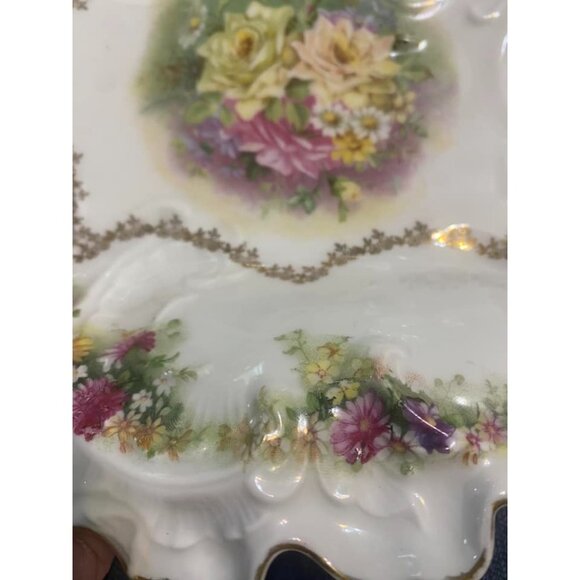 Carl Tielsch Altwasser Germany Bowl Porcelain Scallops Large Antique Handled Ruf - Picture 15 of 15